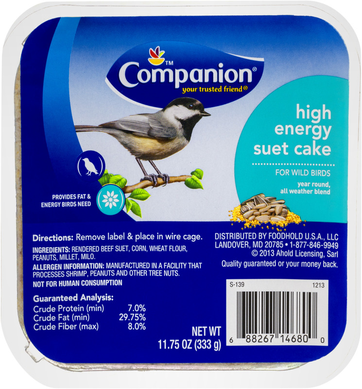 Companion Suet Cake for Wild Birds High Energy Companion(688267146800