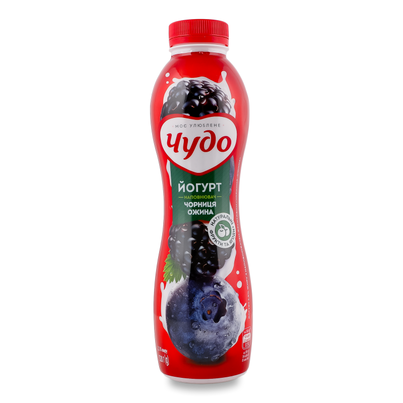 Йогурт питний Чорниця-ожина 2,5% 520г пет Чудо