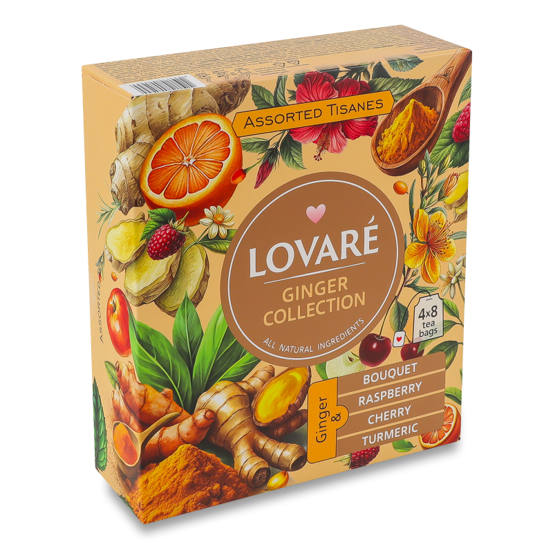 Набір чаїв трав’яних Асорті Ginger Collection 4види 32пакетів Lovare