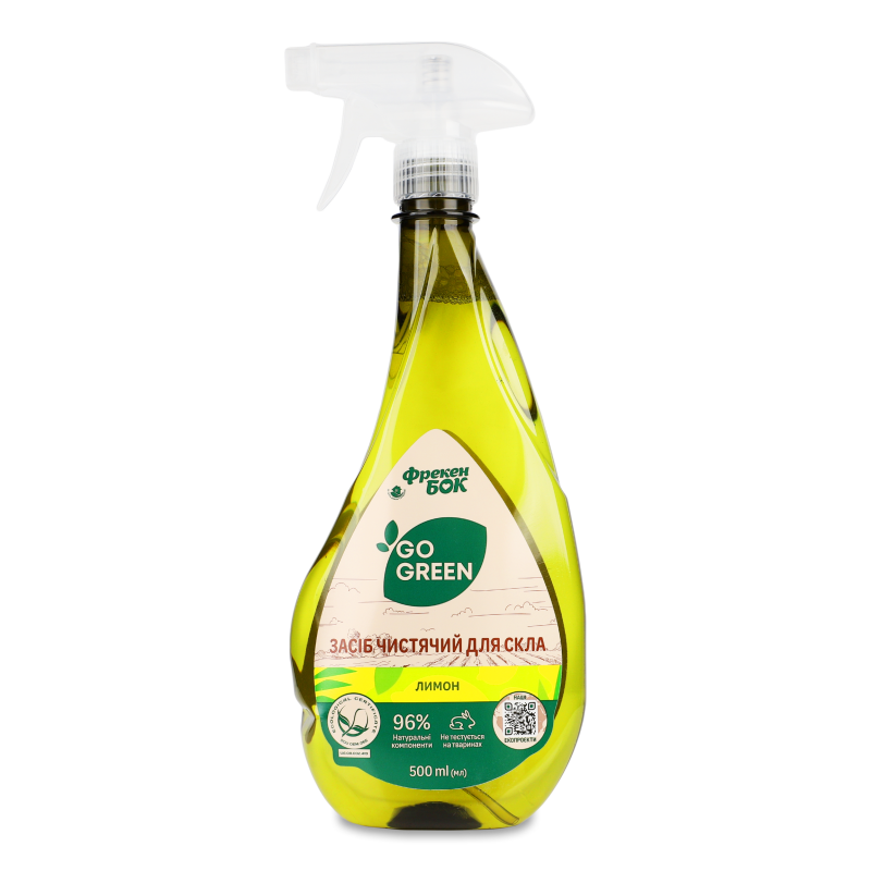 Засіб чистячий д/скла Go Green Лимон 500мл Фрекен Бок