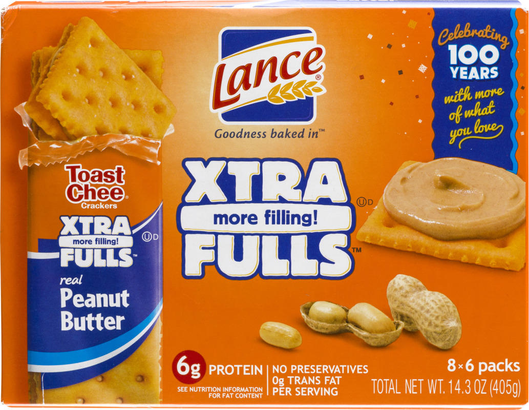 Lance Toast Chee Crackers Xtra Fulls Peanut Butter Packs 8 CT Lance