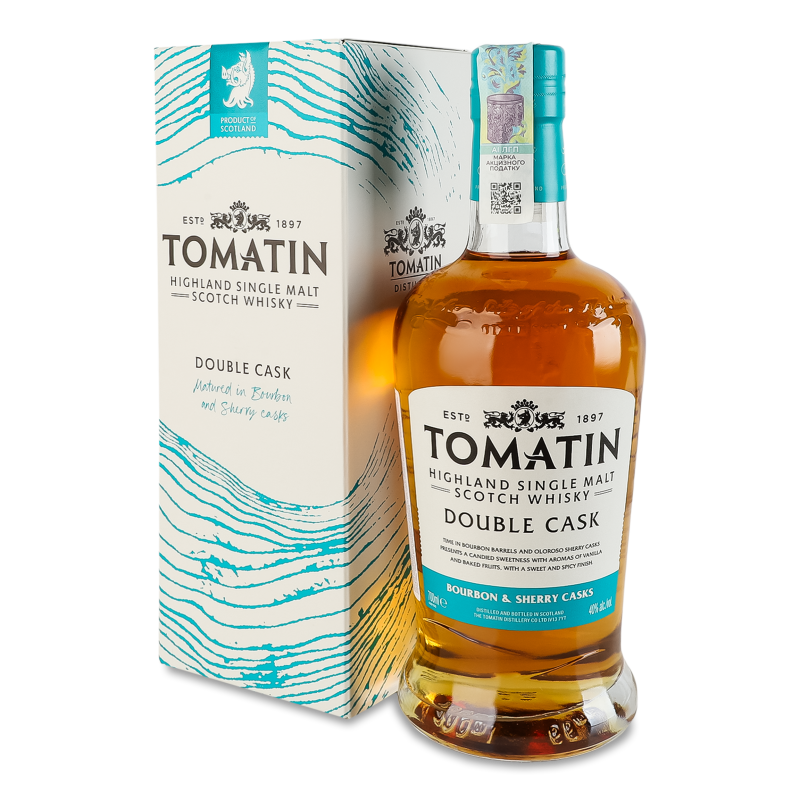 Віскі Double Cask 40% 0,7л коробка Tomatin
