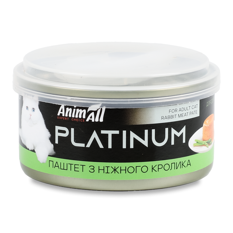 Корм д/котів Platinum Ніжний паштет з кроля 70г ж/б AnimAll