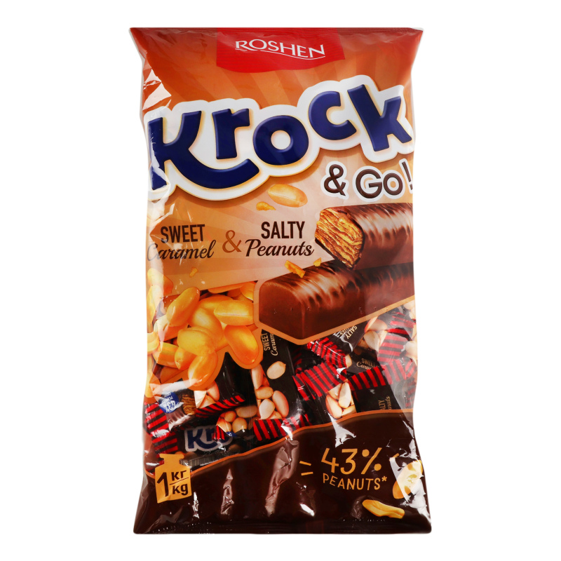 Цукерки глазуровані Sweet Caramel&Salty Peanuts Crock&Go Roshen кг
