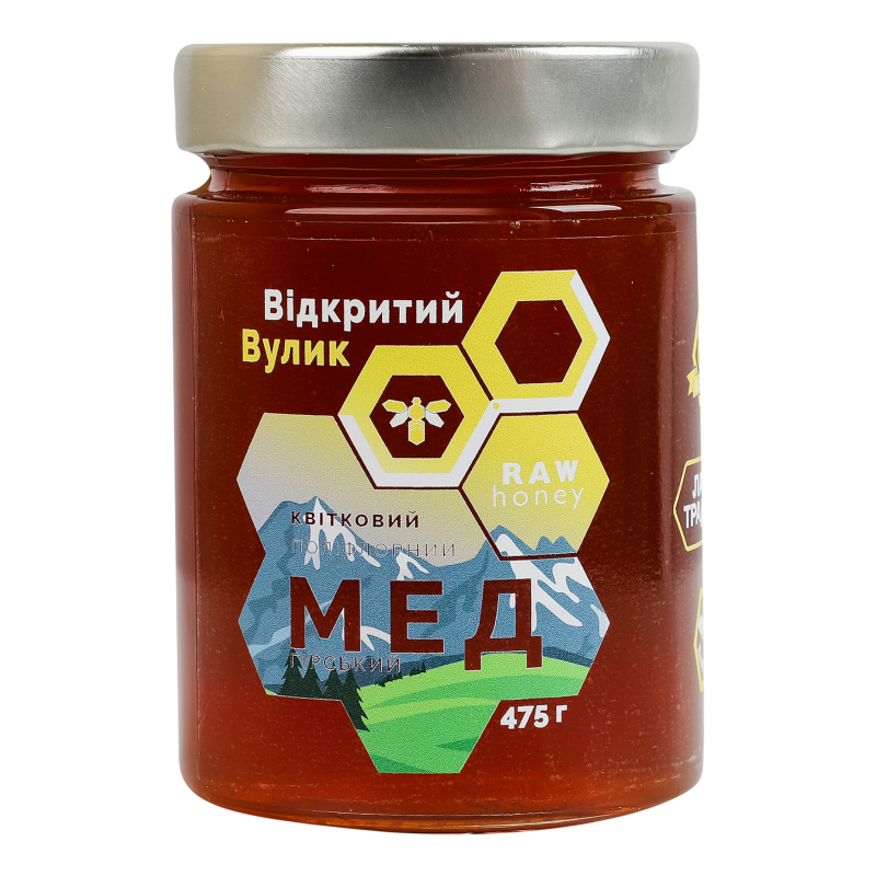 Мед натуральний квітковий Гірський Відкритий Вулик с/б