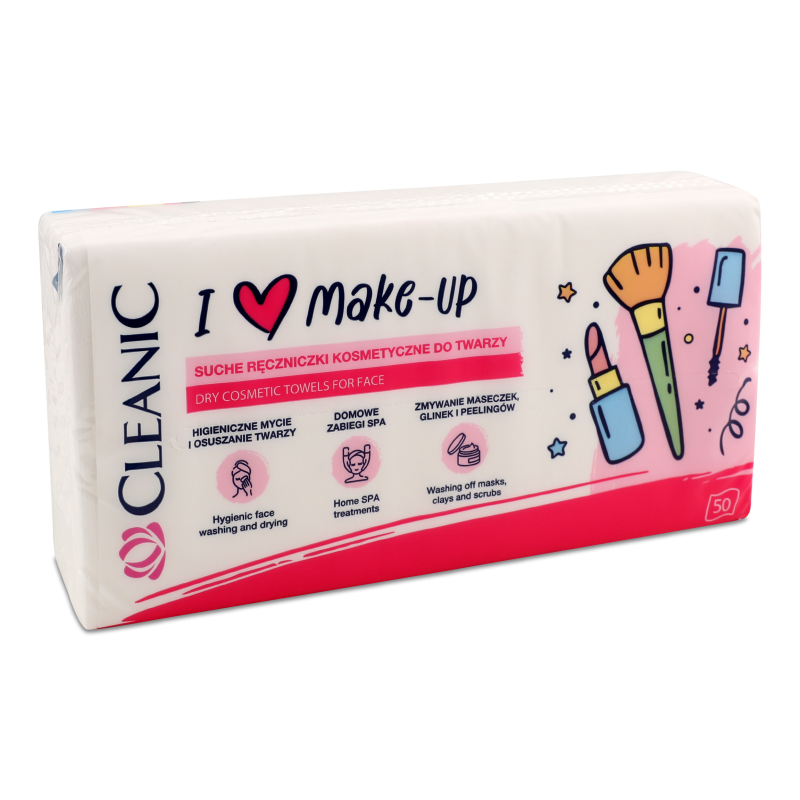 Рушники косметичні I Love Make Up бавовняні 50шт Cleanic