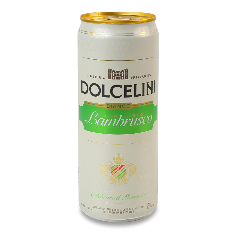 Сидр Bianco з смаком Lambrusco білий солодкий 7,5% 0,33л ж/б Dolcelini