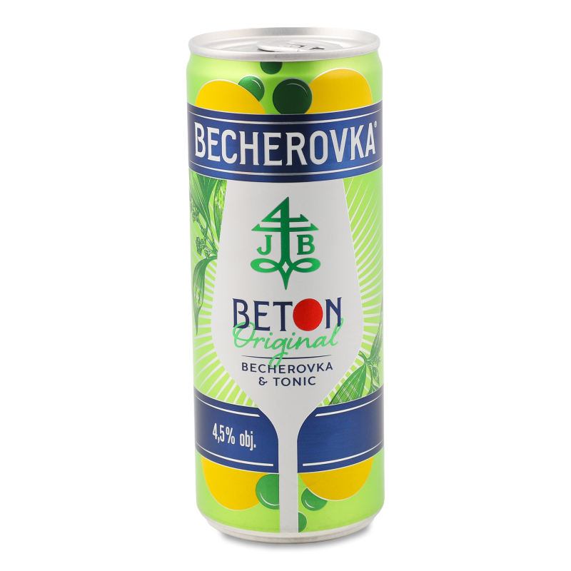 Напій слабоалкогольний Beton Original газований 4,5% 250мл ж/б Becherovka