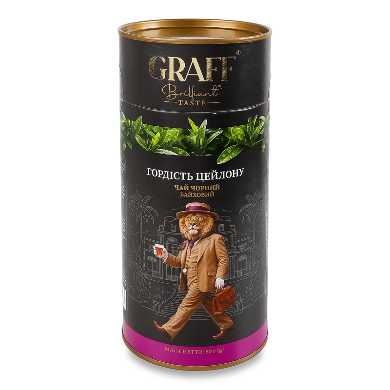 Чай Гордість Цейлону чорний байховий 80г тубус Graff
