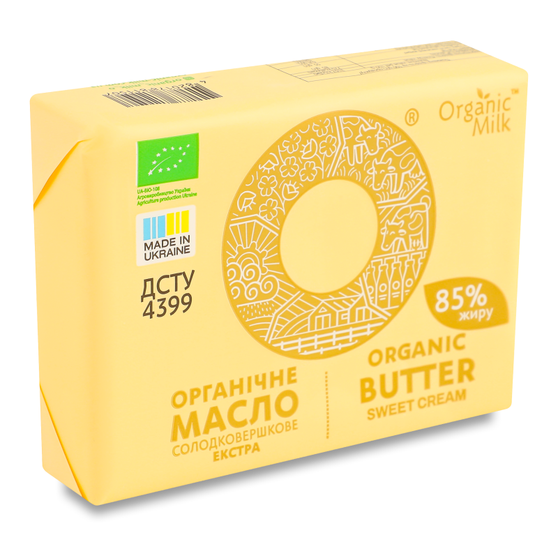 Масло Екстра солодковершкове органічне 85% 180г Organic Milk