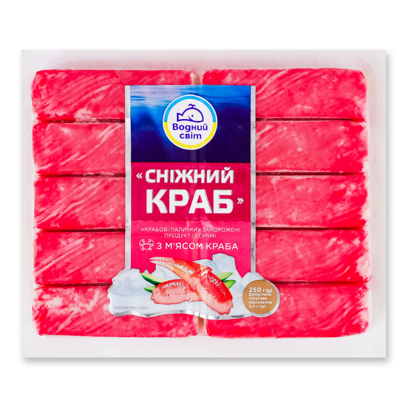 Палички крабові Сніжний краб заморожені 250г Водний світ