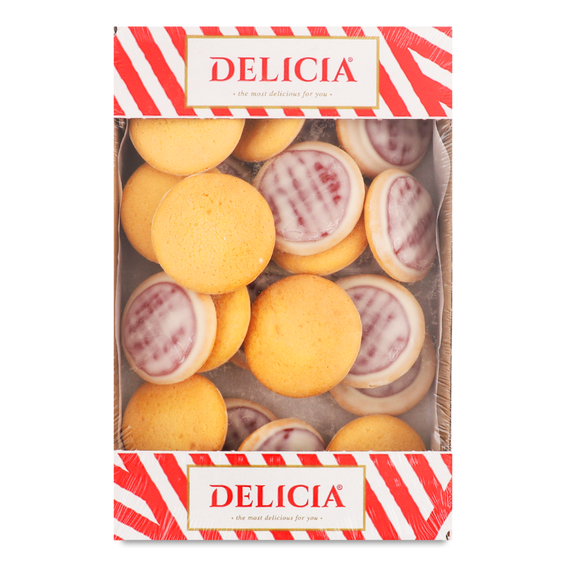 Печиво здобне збивне з смаком вишні у молочній глазурі 300г Деліція