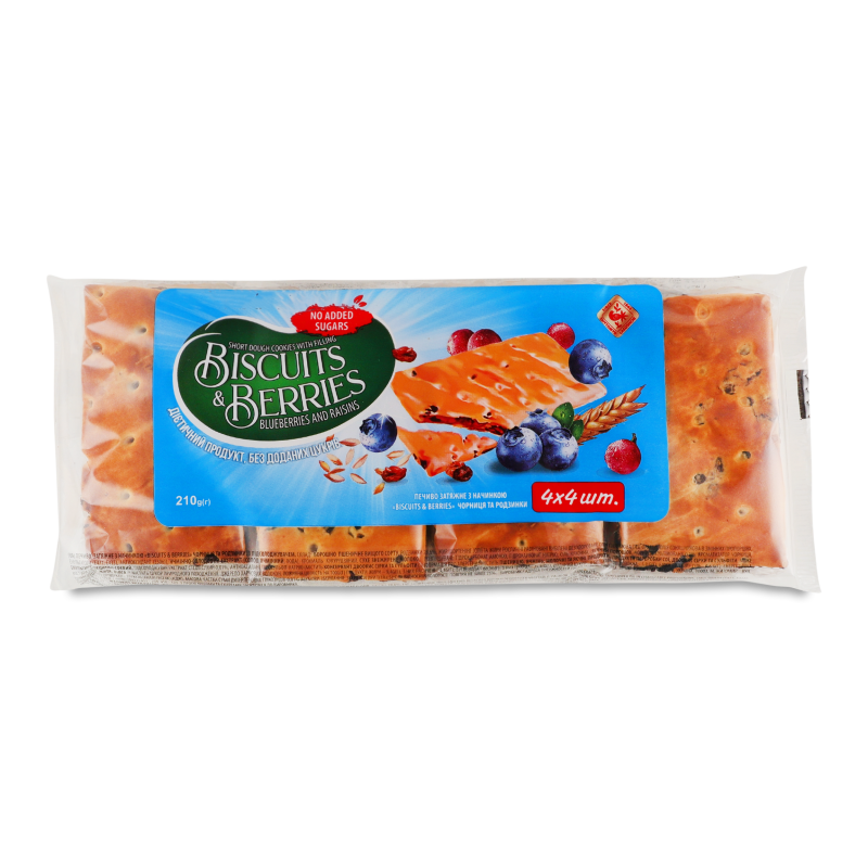 Печиво затяжне Biscuits&Berries з начинкою Чорниця та родзинки 210г Житомирські ласощі