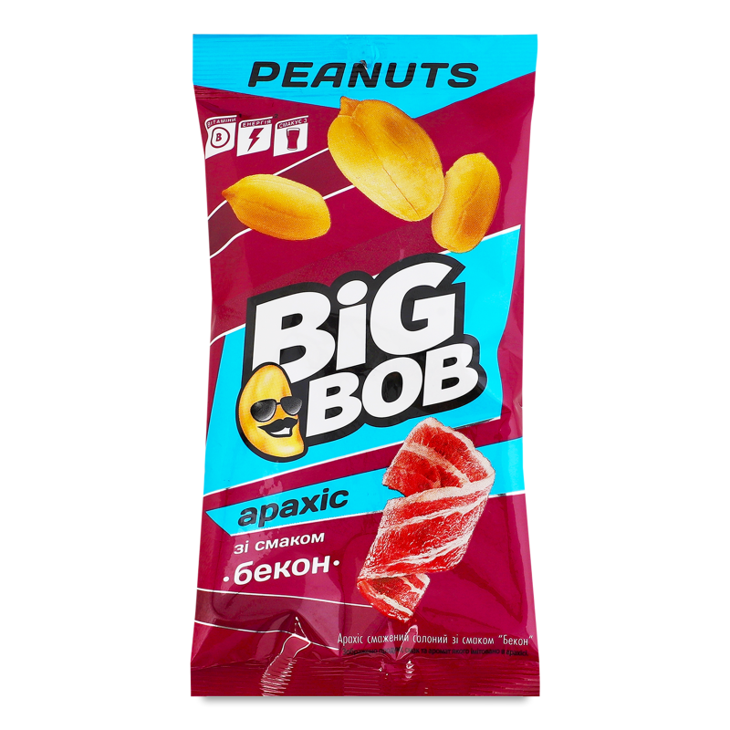 Арахіс смажений солоний з смаком Бекон 60г Біг Боб