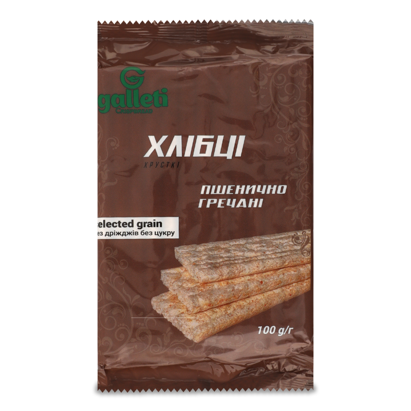 Хлібці хрусткі Луганці пшенично-гречані 100г Галлеті