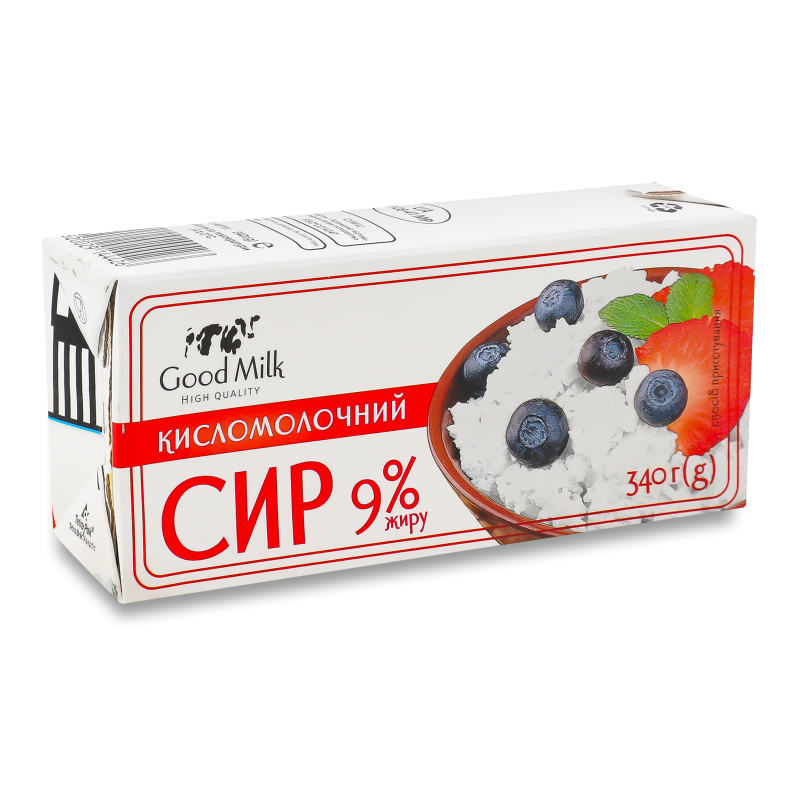 Сир кисломолочний 9% 340г т/п Good Milk