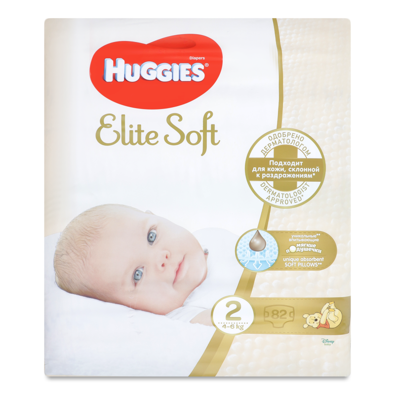 Підгузки Еліт Софт 2 4-6кг 82шт Хаггіс