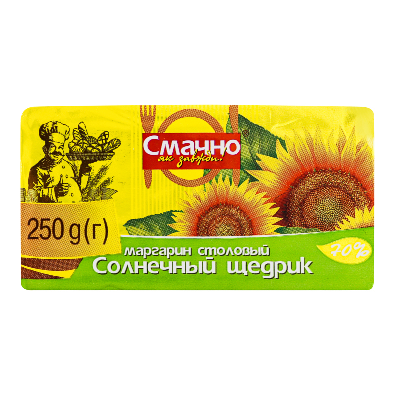 Маргарин 70% столовий Сонячний щедрик Смачно як завжди м/у