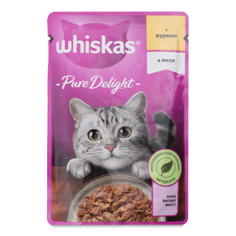 Корм д/дорослих котів Пур Деліс з курою в желе 85г пауч Віскас