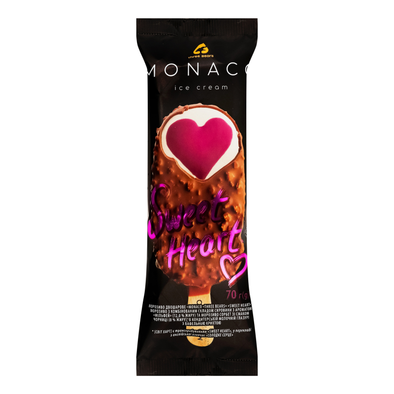 Мороженое двухслойное Sweet heart Monaco Three bears м/у 70г Три