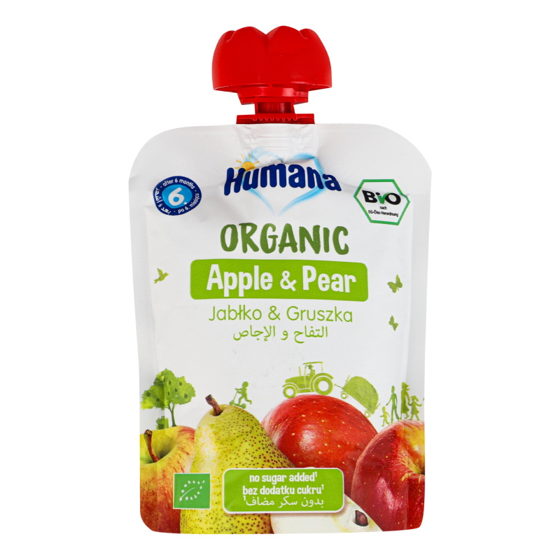 Пюре фруктове для дітей від 6міс Apple&Pear Organic Humana д/п