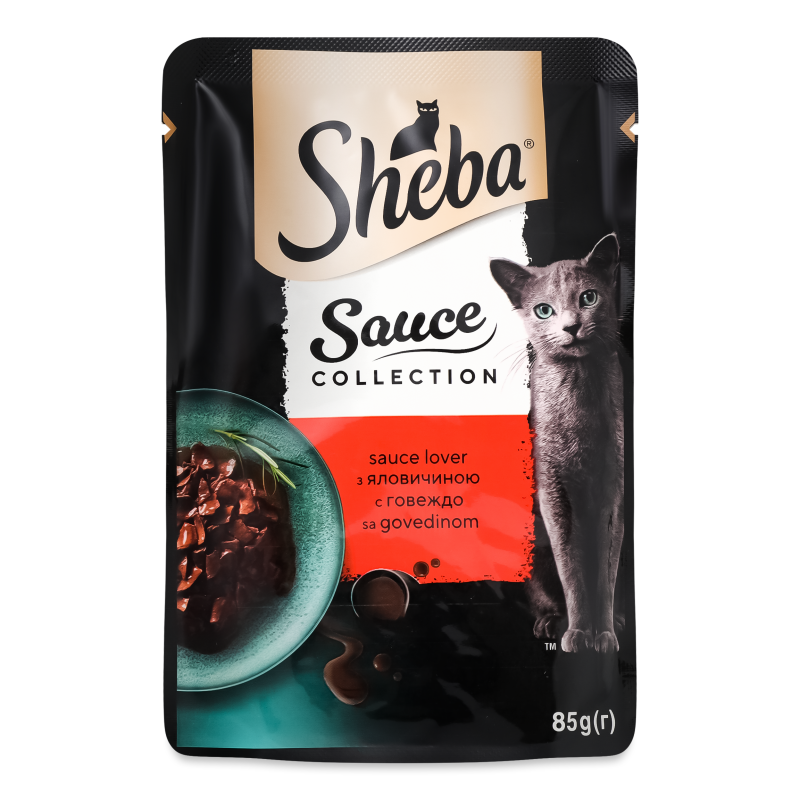 Корм д/котів Sauce Collection з яловичиною в соусі 85г пауч Sheba