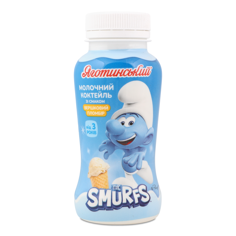 Коктейль молочний Smurfs з смаком Вершковий пломбір ультрапастеризований 1,5% 185г пет Яготинський