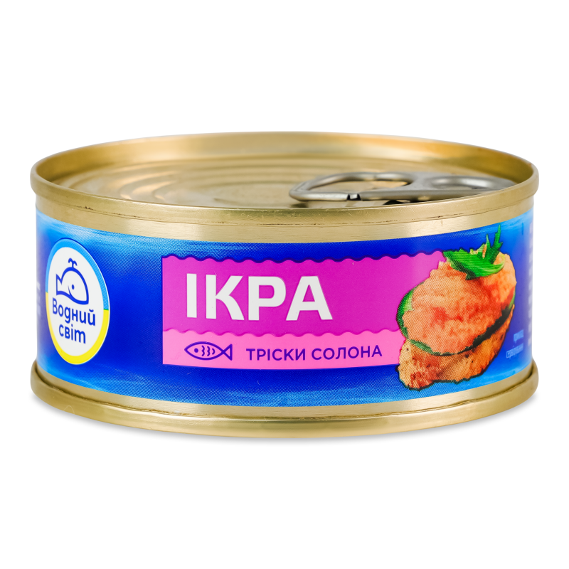 Ікра тріски солона 100г ж/б з ключем Водний світ
