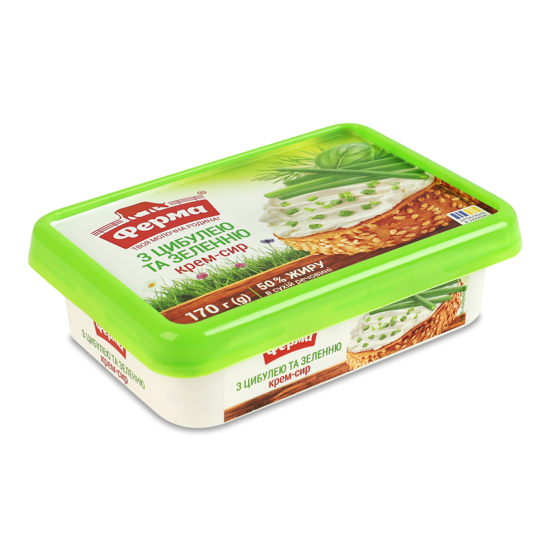 Крем-сир з цибулею та зеленню 50% 170г ванночка Ферма