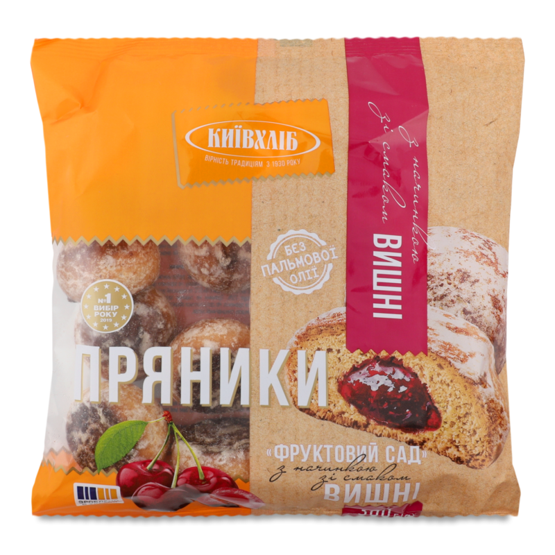 Пряники Фруктовий сад з начинкою вишневою 300г Київхліб