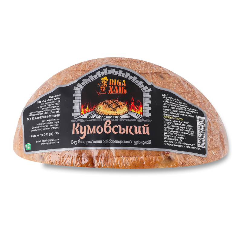 Хліб Кумовський бездріжджовий 300г плівка Рига Хліб