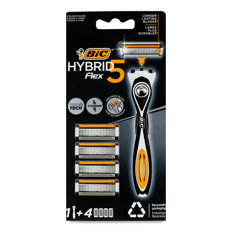 Станок д/гоління Флекс-5 Гібрід+4картриджа Бік