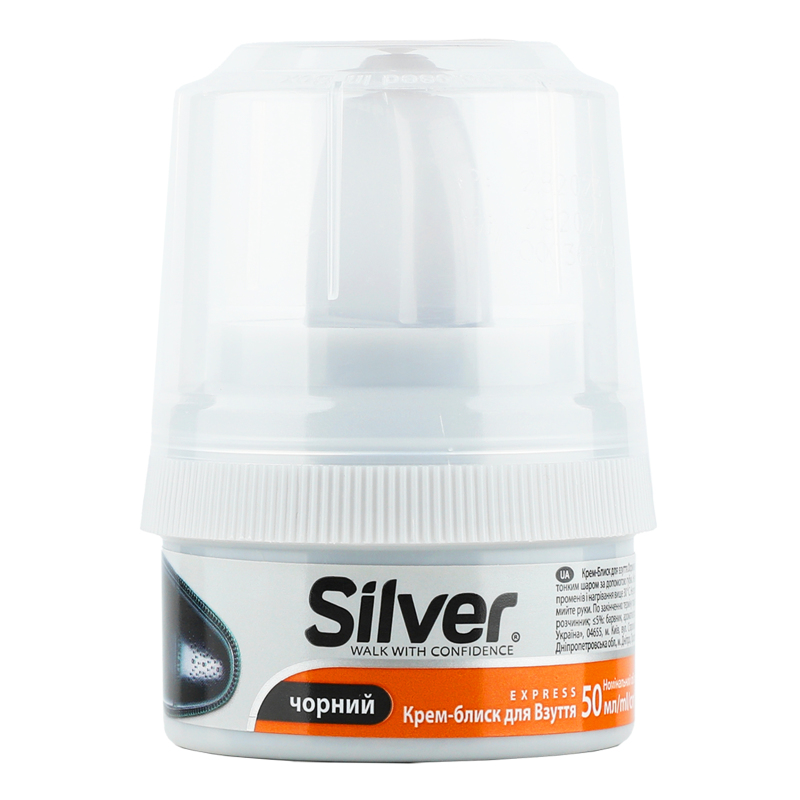 Крем-блиск для взуття чорний Silver 50мл Silver 8690757202509