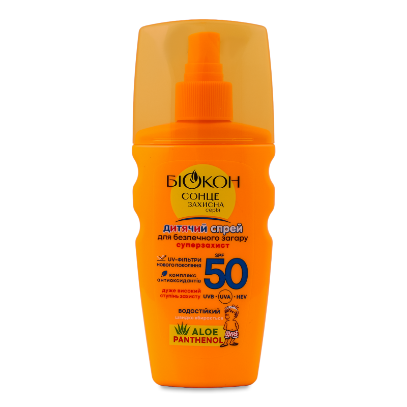 Спрей д/безпечної засмаги Суперзахист дитячий SPF50 водостійкий 160мл Біокон