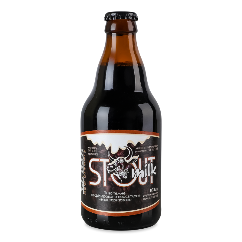 Пиво Milk Stout темне нефільтроване 7,4% 0,33л скло Saga