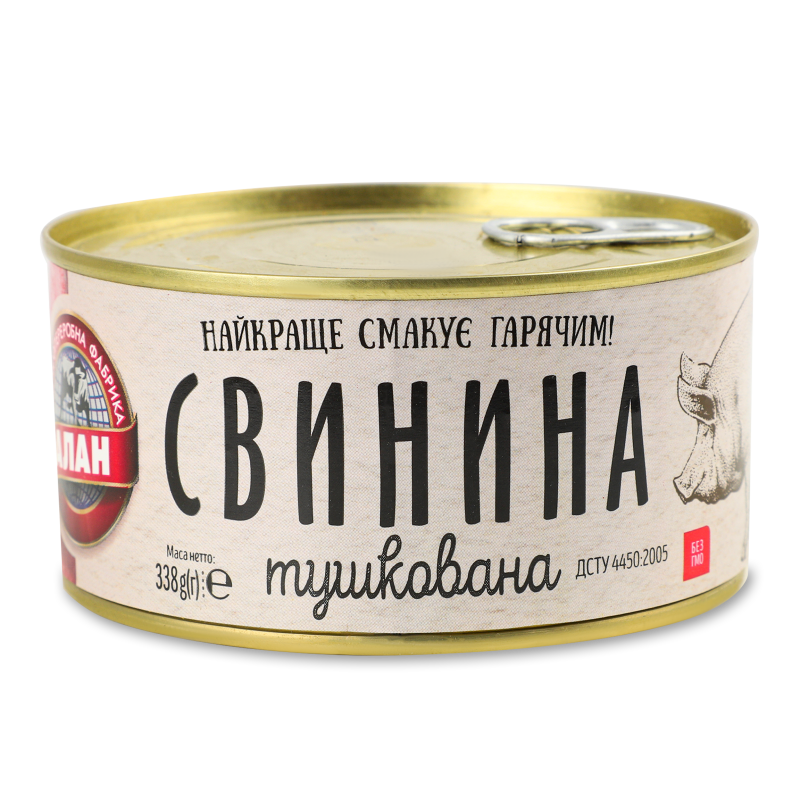 Свинина тушкована в/г 338г ж/б з ключем Алан