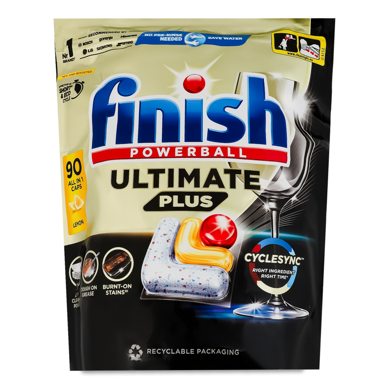 Капсули д/посудомийних машин Ультимейт Плюс Олл ін 1 Лимон  90шт зіп/пакет Фініш