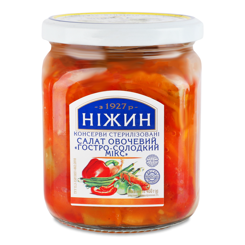 Салат овочевий Гостро-солодкий мікс 460г твіст/б Ніжин