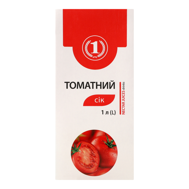 Сік відновлений стерилізований томатний ТМ "1" т/п