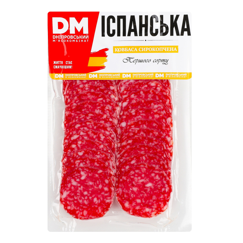 Ковбаса нарізка Іспанська Дніпровський м'ясокомбінат с/к 1с кг