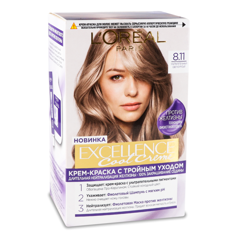Крем-фарба д/волосся Екселенс Кул Крем 8.11 ультрапопелястий світло-русявий Лореаль