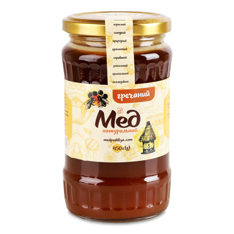 Мед гречаний натуральний 450г Мед Поділля