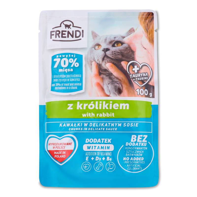 Корм д/котів Шматочки кролика в соусі 100г пауч Frendi