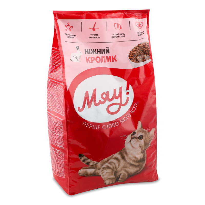 Корм д/котів Ніжний кролик сухий 2кг Мяу!
