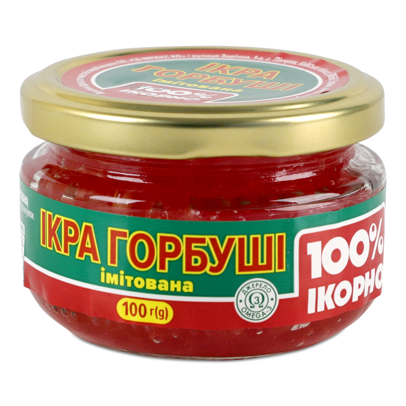 Ікра імітована горбуші зерниста 100г скло 100% Ікорно