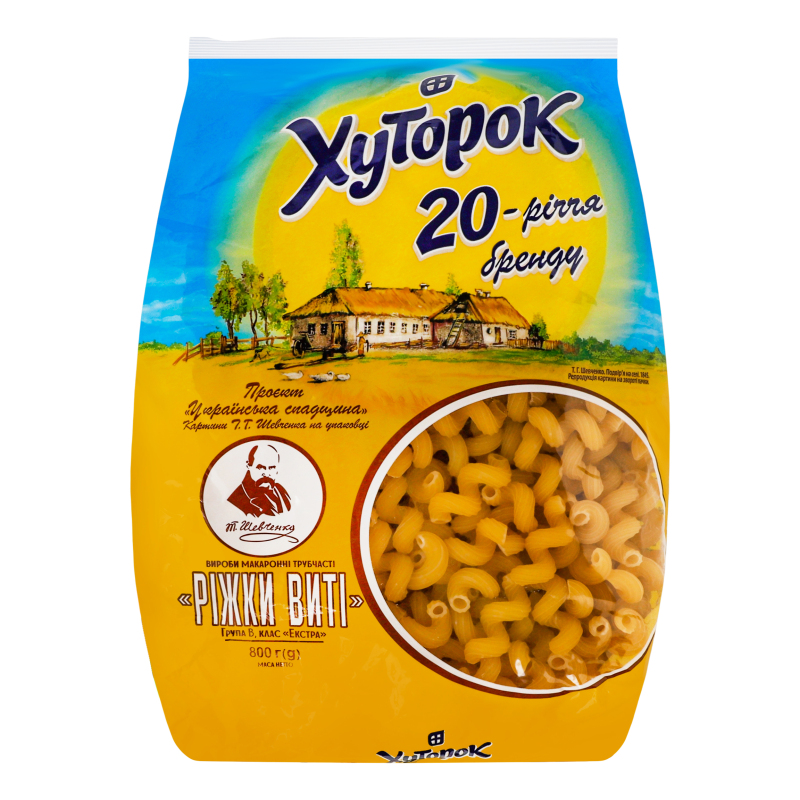 Вироби макаронні Ріжки виті Хуторок м/у