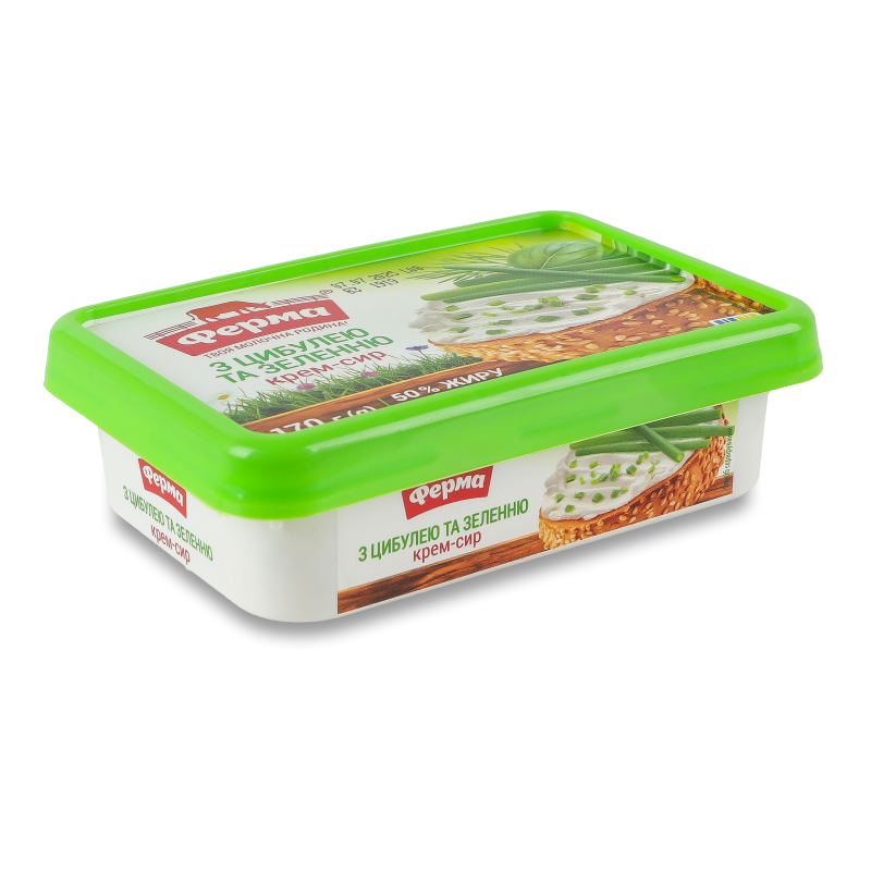 Крем-сир з цибулею та зеленню 50% 170г ванночка Ферма