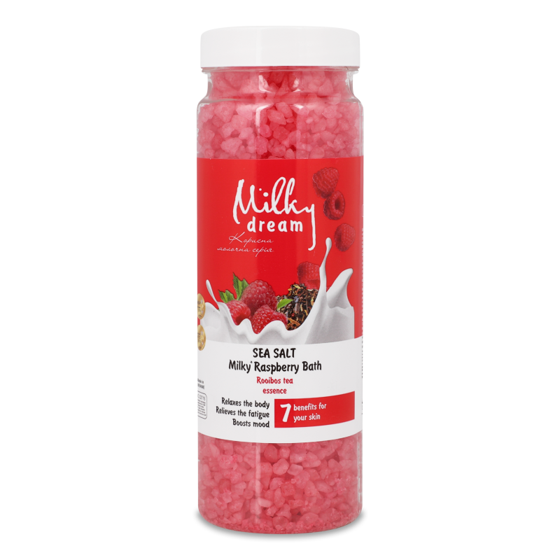 Сіль морська Молочно-малинова ванна 700г пл/банка Мілкі дрім