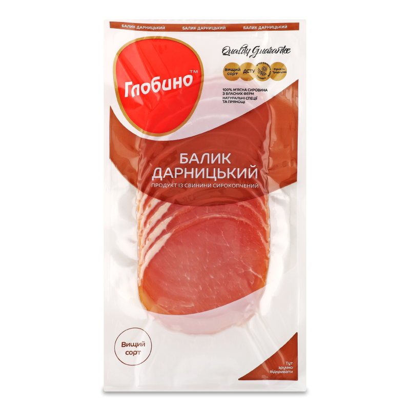 Балик Дарницький с/к в/г нарізка 80г в/у Глобино