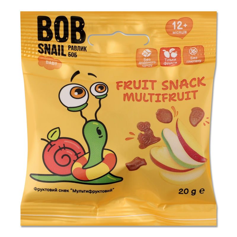 Снек фруктовий дитячий Мультіфруктовий від 12місяців 20г Bob Snail